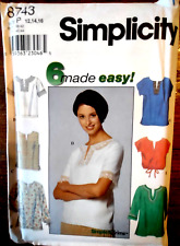 Simplicity 8743 Size 12-16 Sewing Pattern UNCUT Tops Sleeve & Length Option EASY picture