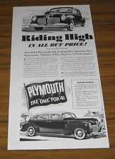 1941 Vintage Ad Plymouth Cars for 1941 Riding High picture