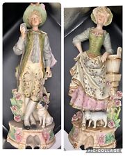 Antique Bisque French Statues Of Man & Woman 16” picture