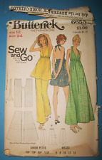 Vintage Miss Butterick 6655 Pattern Halter Dress Tunic Pants UNCUT Size 12 / 34 picture