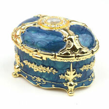 BLUE TIN ALLOY OVAL SHAPE WIND UP  MUSIC BOX :  ANASTASIA - JOURNEY TO THE PAST picture