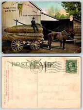 Andersonville Indiana PREMIUM CORN HORSE DRAWN WAGON Exagerration Postcard k544 picture