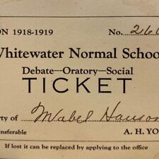 1918 1919 Debate Oratory Social Ticket Whitewater Normal High School Wisconsin picture