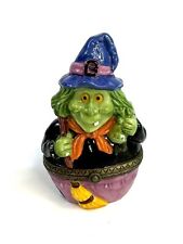 Porcelain Hinged Trinket Box Witch Halloween picture