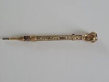 Antique 1880s Chatelaine Mechanical Pencil, Ornate Gold Fill Red Doublet Top picture