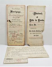 (3) 1877 Kansas Land Documents - Ephemera - Mortgage - Title Abstract - Receipt picture