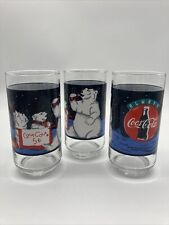 Lot of 3 VINTAGE Coca-Cola 1995 Drinking Glass Always Cool Polar Bear Coca Cola picture