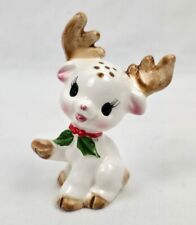 Vintage LEFTON Ceramic Christmas Reindeer Salt Shaker Anthropomorphic Japan Made picture