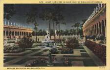 c1940s Inner Court Ringling Art Museum Fountain Statue  Night Sarasota FL P367 picture