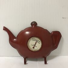 VINTAGE TEL-TRU RED TEAPOT THERMOMETER WALL MOUNT POT HOLDER HANGER KITCHEN picture