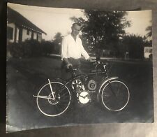 Vintage 1944 Photo Motorized Bike Motorcycle 8x10” “Red Built This Bike” 1940s picture