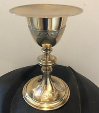 Sterling French Catholic Church  Chalice with Engravings   La Cle Paque 8