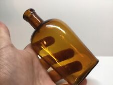 Antique Bright Amber 1/2 Pint Whiskey Flask. picture