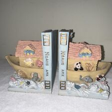 Vintage Noah's Ark Bookends Nursery Décor heavy Ceramic Baby Books Reading picture