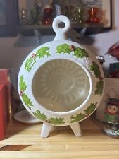 Vintage Large Christmas Diorama Ornament Ceramic Tabletop Gold With Holly  picture