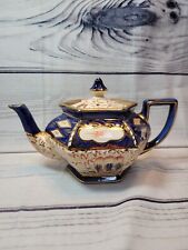 Vintage 1930s Arthur Wood Cobalt Blue, Rust & Gold Tea Pot. picture
