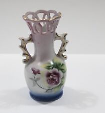 Vintage Mid 20th Century Japanese Bud Vase Goldtone Trim picture