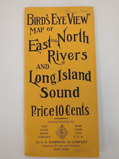 Long Island Sound Birds Eye View Map East North Rivers 1912 CS Hammond Foldout picture