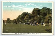 1920 SPRING MOUNT PA.  A SCENE ALONG THE BEACH OLD CARS POSTCARD P4094 picture