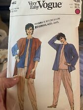 80's Vogue Very Easy Very Vogue Sewing Pattern 8402 Jacket Vest Pants Top UNCUT picture
