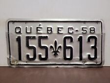 1958 Quebec License Plate Tag Original. picture