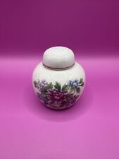 Vintage Ginger Jar Flowers Peonies Original Lid Ceramic 2 1/2” Tall Porcelain  picture