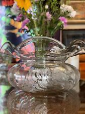 8x4 Hand Blown Antique Glass Fern Etched 19th Century Ladies Cuspidor Spittoon picture