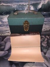Vtg Metal Recipe Storage Box Two Tone Green Rust Patina 50 Numbered File Cards picture
