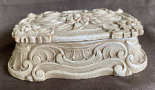 Vintage Whitewashed  Carved Wood Trinket/ Jewlery Box  picture