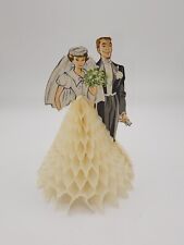 Vintage 60's Bride & Groom Honeycomb Die Cut Centerpiece 6 inch picture