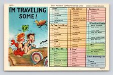 Vintage 1940's Postcard BUSY PERSON'S CORRESPONDENCE CARD Car Chicken Honk Hat 2 picture