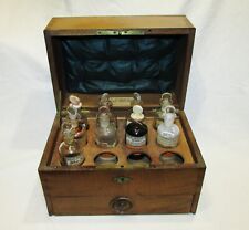 RARE ANTIQUE 19th Antique Pharmacy Wooden Box PHARMACY BOX WITH BOTTLES picture