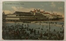 Rare Texas Galveston 1920 Surf beach scene Seawall Specialty Postcard 22-7096 picture