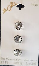 vintage LE CHIC Rhinestone Buttons-3ea per card- NEW 3/8
