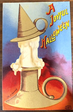 Halloween postcard International Art 1393-2 Artist Clapsaddle candle gold trim picture
