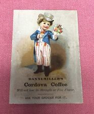 ANTIQUE VICTORIAN TRADE CARD CORDOVA COFFEE LITTLE BOY DRESSED AS A CLOWN LITHO picture