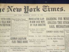 1922 AUGUST 26 NEW YORK TIMES - MOVIE ACTOR SLAIN BY DIRECTOR - NT 8383 picture