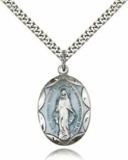 bliss Sterling Silver Miraculous Blue Epoxy Pendant Medal, 1 Inch picture