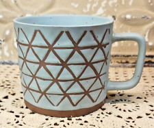 Blue Harbor 18 oz Speckled Blue Green Mohave Geometric Cross Hatch Mug Coffee picture