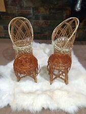Southern Hospitality 2 Miniature Wicker Chars,2 Mini Wicker Footstools & Fur Rug picture