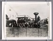 Vintage 1930's Railroad Photo 1840's Fred E Merrill Locomotive Engine w/ Crew picture