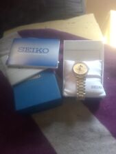 Vintage 1990's SEIKO Gold Tone Mickey Mouse Watch Sunburst DAY/DATE with box picture