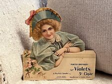 Rare Victorian Die Cut Lady Advertising Cigars Porter Brothers Violets 5 Cent picture