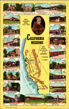 California CA - California Missions - The Map - Vintage Postcard Unposted picture