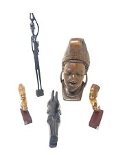 Lot of 5 Hand Carved African Ethnic Tribal Figural Sculptures picture