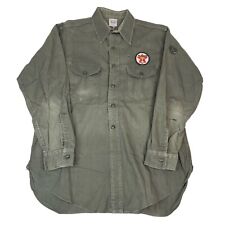 Vintage 1960's Sweet-Orr Texaco Gas Station Service Work Shirt Green Button Up L picture