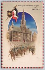 Hold To Light Postcard WWI Entry of German Troops Brussels, Belgium 1914 V* picture