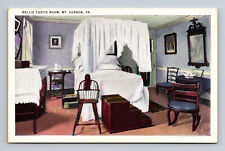 Nellie Curtis Room Bedroom Mt. Vernon VA Tichnor White Border Unposted Postcard picture
