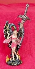 RARE Warrior Fairy Black Dragon With Excalibur Sword Letter Opener Figurine 10