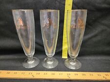 Vintage Tall Budweiser Beer Glass Stem  Fluted Footed Gold RIM  3 Available picture